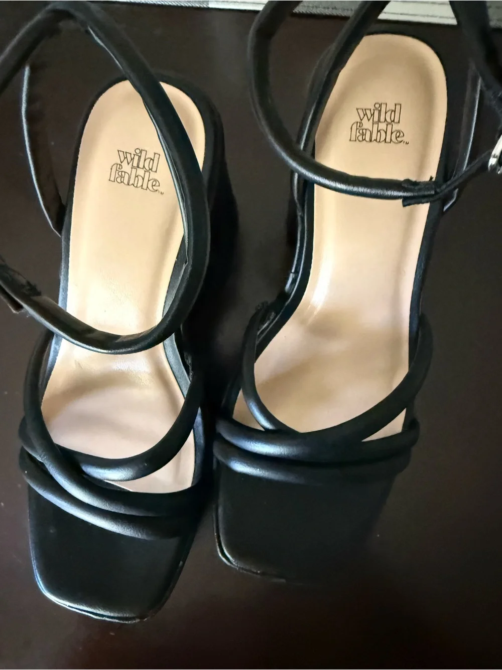 wild fable Black Strappy Platform Block Heels